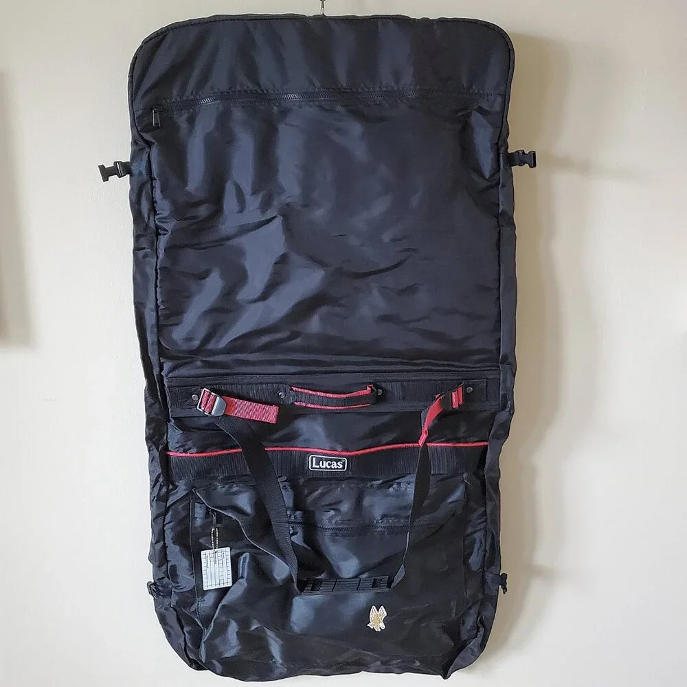 Lucas Vintage Black Nylon Lightweight Foldable Garment Travel Bag